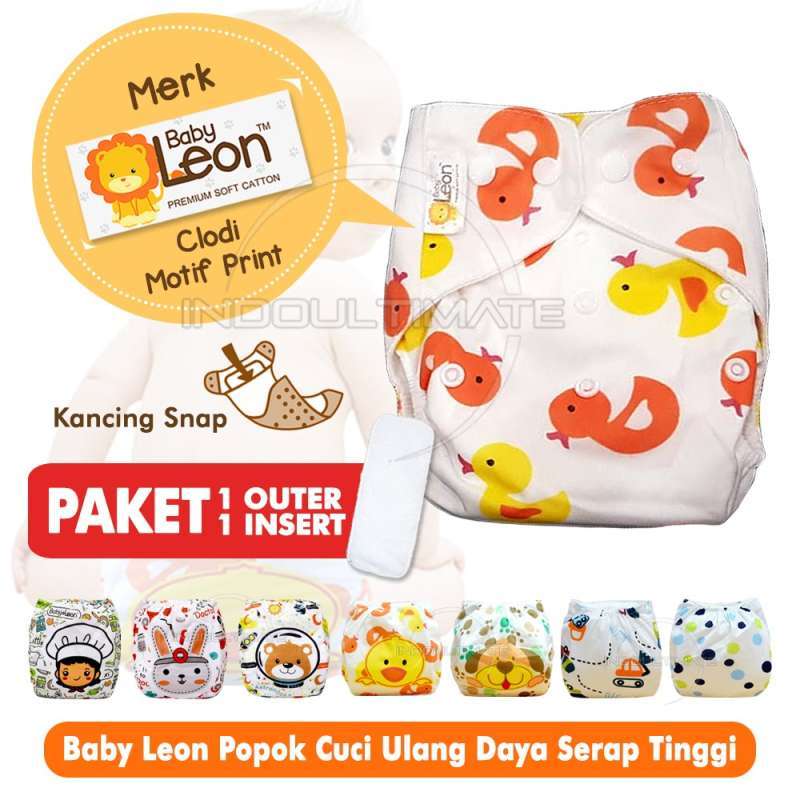 Promo BABY LEON Clodi Popok Cuci Ulang Motif + FREE INSERT BY-82 (MOTIF
