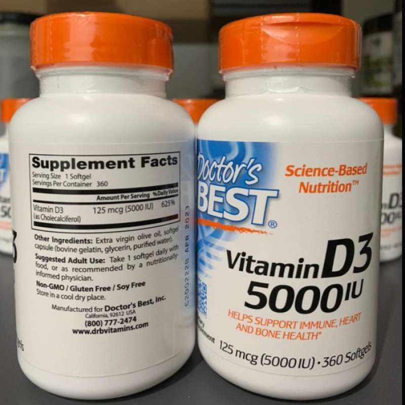Jual Doctor's Best Vitamin D3 5000 Iu 360 Softgels Original Usa 5000iu