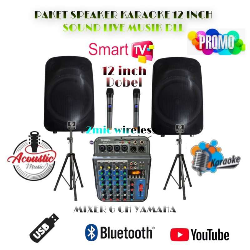 Promo PAKET SOUND LIVE MUSIK & KARAOKE YAMAHA MIXER SPEAKER HEISSER 12INCH Diskon 33 di Seller