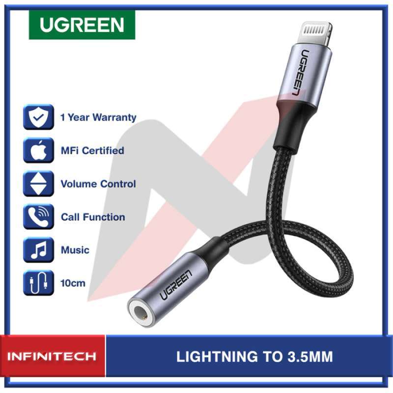 Promo Ugreen MFI Converter Adapter Lightning To Jack Aux Audio 3.5mm