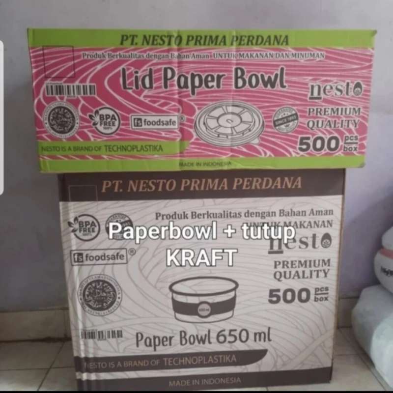 Jual 1 Dus Paper Bowl Kraft (coklat) 650ml/22oz 1 Dus = 500pcs Di ...