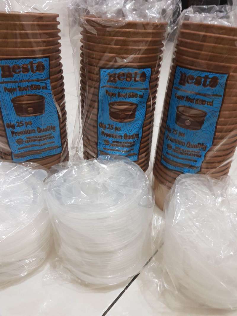 Jual 1 Dus Paper Bowl Kraft (coklat) 650ml/22oz 1 Dus = 500pcs Di ...