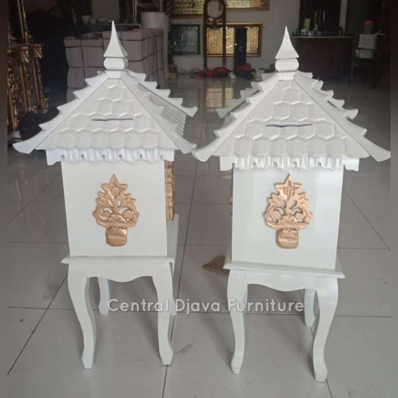 Jual Kotak Angpao Kayu Jati Cat Duco Putih Meja Sumbangan Uang