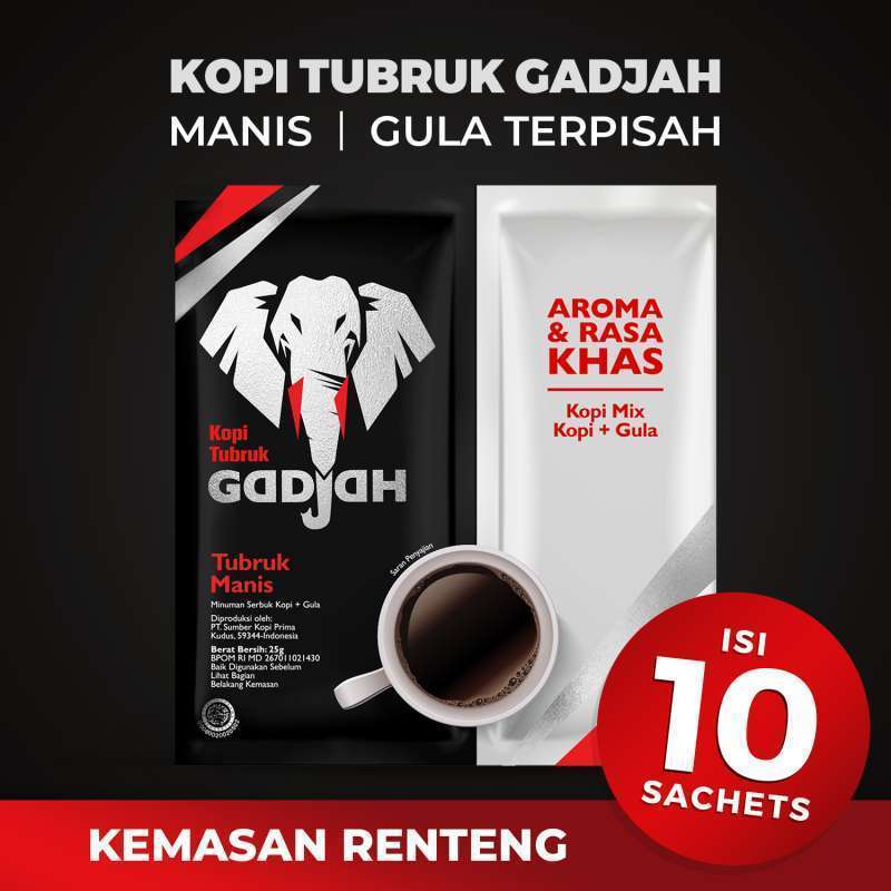 Jual Bandung Gadjah Kopi Tubruk Asli Manis Kopi + Gula [25 G/ 10