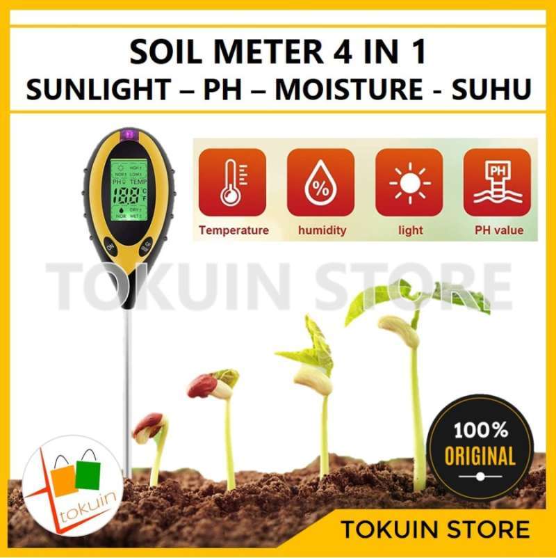 Jual Soil Meter Tester 4 in 1 Digital Suhu Moisture ph Meter Ukur ph Tanah ph meter tanah di
