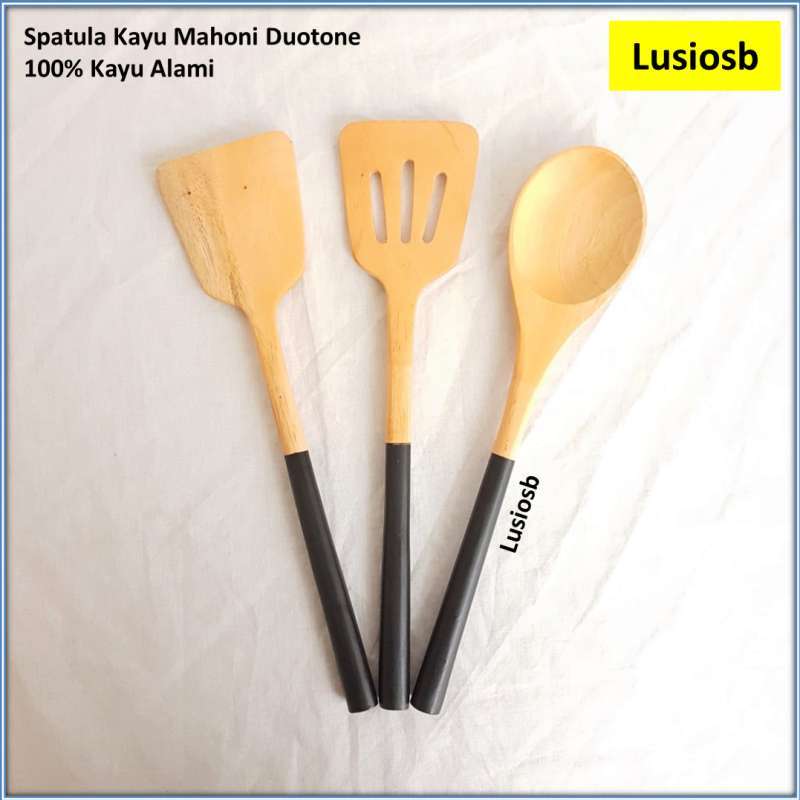 Jual Spatula Kayu Mahoni Duotone / Sutil Kayu / Wooden Spatula di