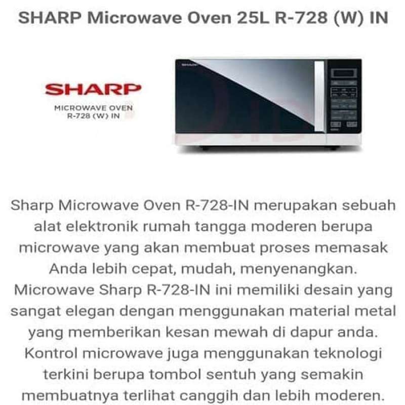Jual Sharp Microwave Oven R728In Oven Kapasitas 25 Liter di Seller