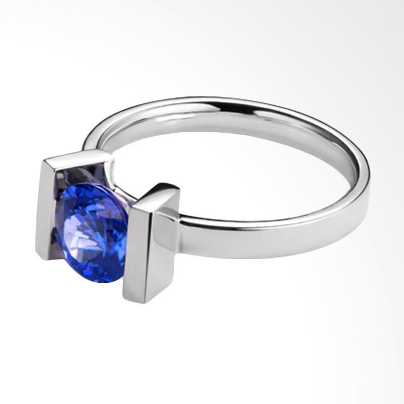 Jual Tiaria 18K Deep Blue Sapphire Perhiasan Emas Cincin