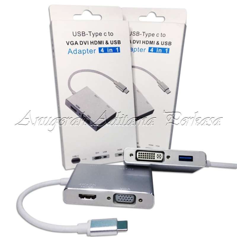 Jual Adapter 4 in 1 USB Type C to VGA, DVI, HDMI & USB di Seller Toko