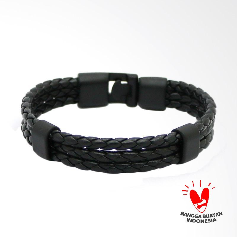 Jual Arrazi Craft Kulit Asli Keren Triplet Gelang - Hitam