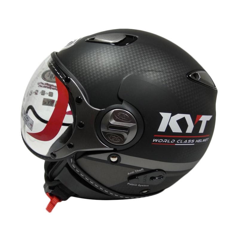 Jual KYT Elsico 3 Carbon Retro Helm Half Face Black Doff Gun Metal