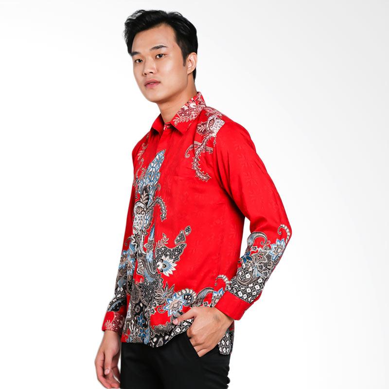 Jual Blitique Abinawa Pola  Batik  Kemeja Pria  Merah 
