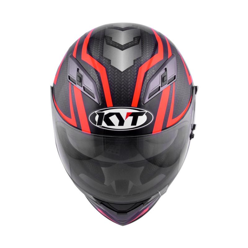 Jual KYT Falcon Carbon Helm Full Face - Black Red Fluo