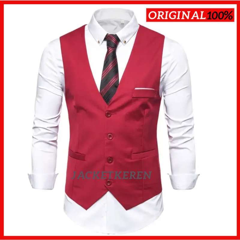 Promo Rompi Jas Pria/ Rompi Pria/ Rompi Formal - M Maroon Diskon 4% Di ...
