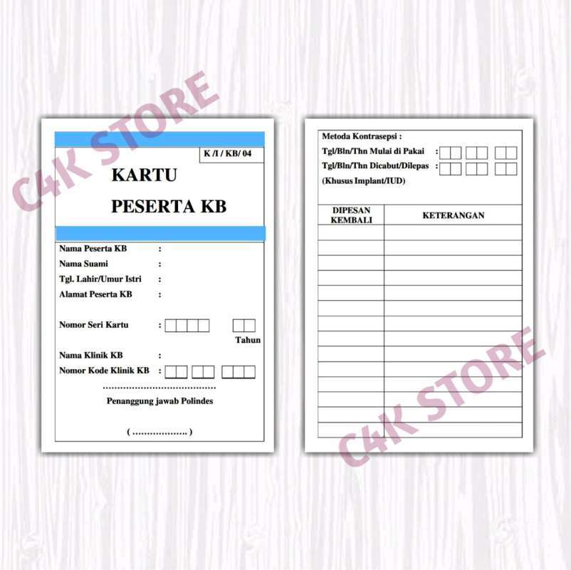 Jual kartu kb aspektor/kartu Keluarga Berencana/kartu KB 50 pcs di