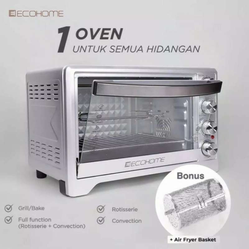 Jual Oven Listrik Low Watt - Ecohome Electric Air Fryer Oven Platinum