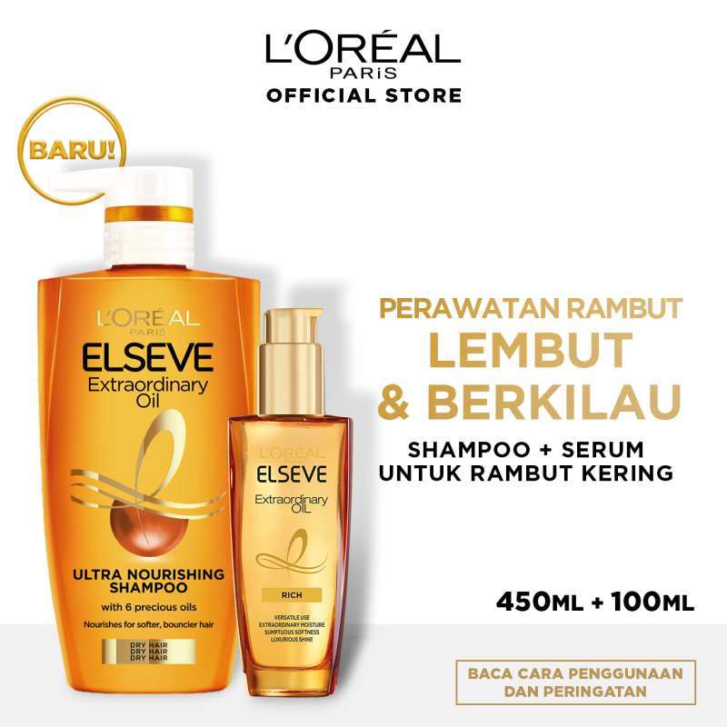 Promo Elseve Extraordinary Oil Gold 100ml+Ultra Nourishment Shampoo 450