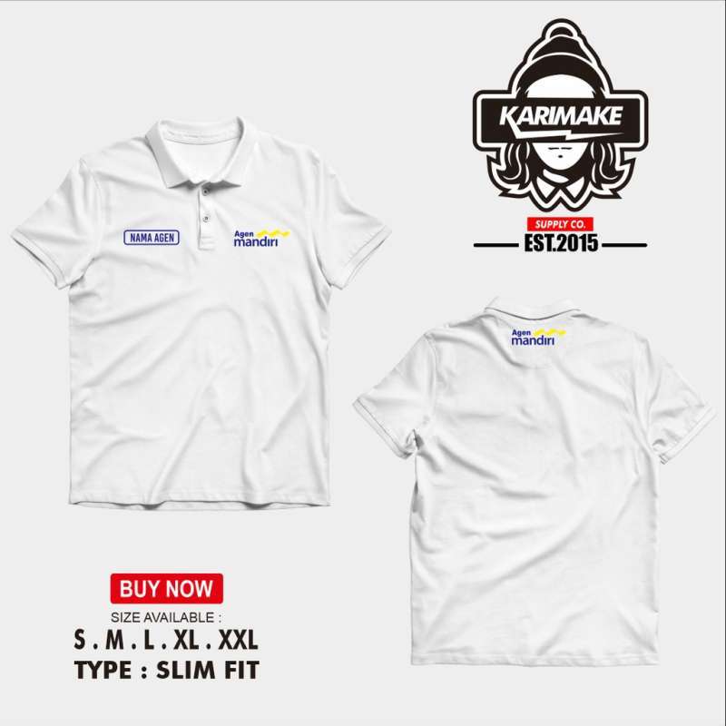 Jual Polo Shirt Kaos Polo Agen Mandiri Nabung Gampang Tanpa ke Bank Kaos Perusahaan - M PUTIH di