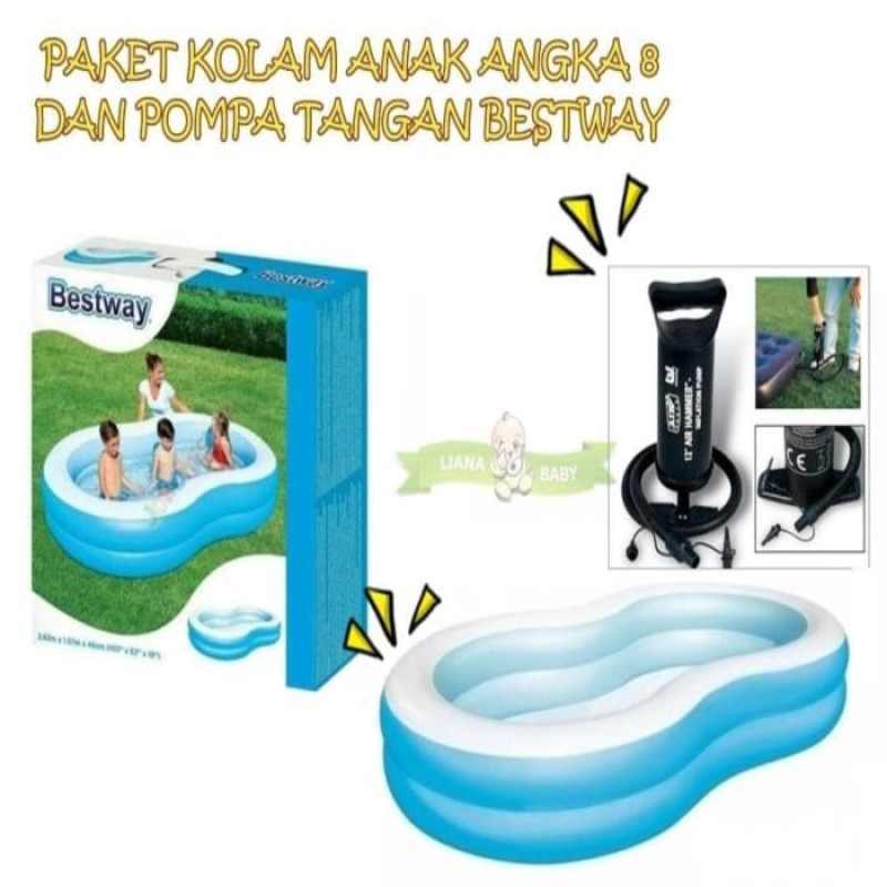 Jual Unik PAKET KOLAM ANAK ANGKA 8 DAN POMPA TANGAN BESTWAY Murah di