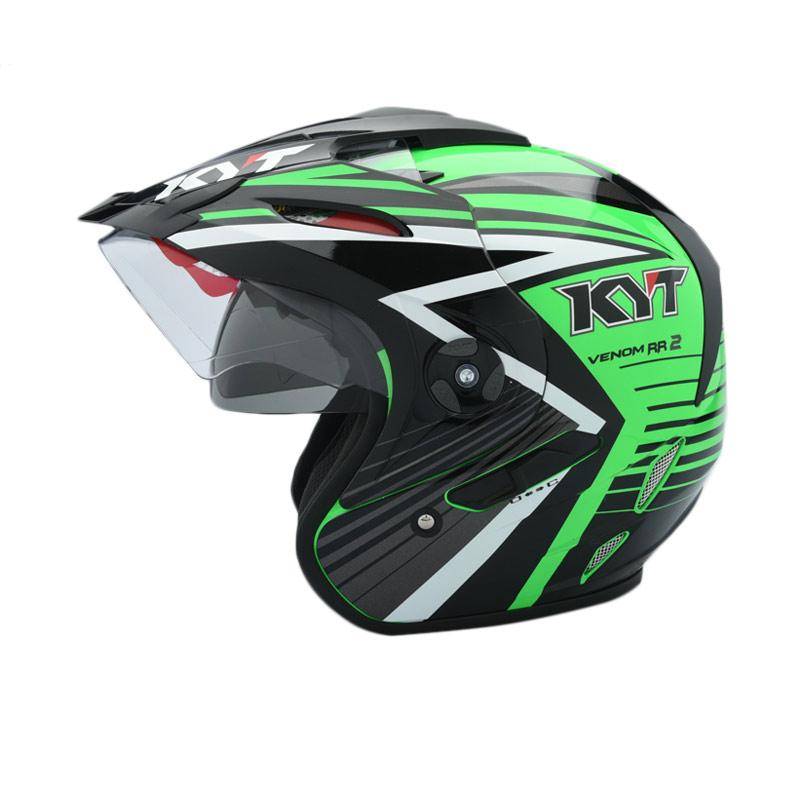 Jual KYT Venom RR Radiation Super Fluo Helm Half Face XL Green/Black di Seller Indo Helmet