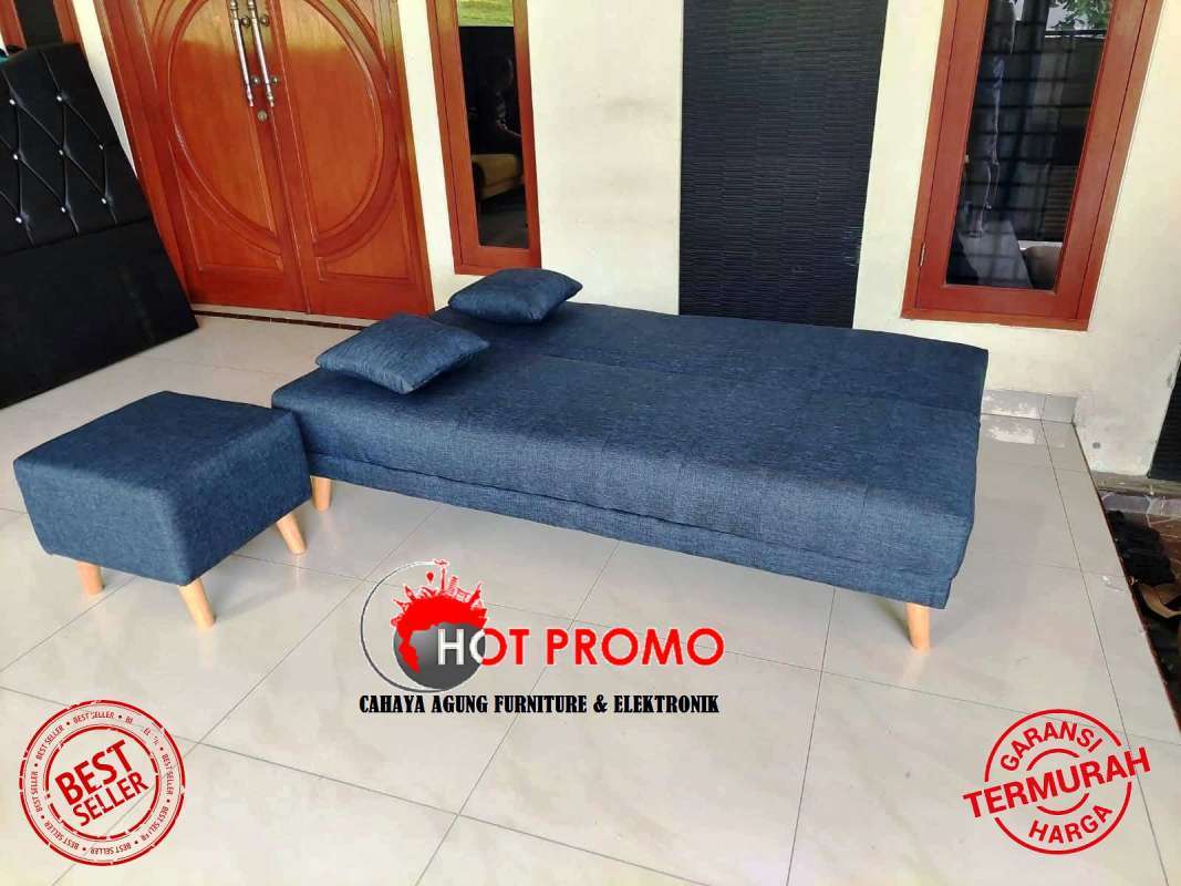Promo Sofa Bed Plus Puf Kaki Retro - Biru Diskon 8% Di Seller Toko
