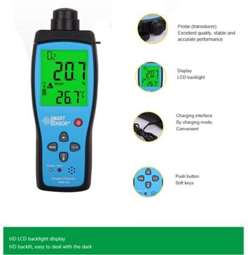 O2 Test Device Jual Oxygen Detector SmartSensor AR8100 Handheld O2 Oksigen Meter ...