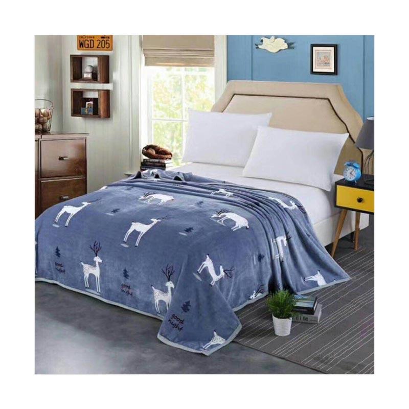 Promo Dongzhi Motif Rusa Selimut Dewasa - Biru di Seller Asriyasashii