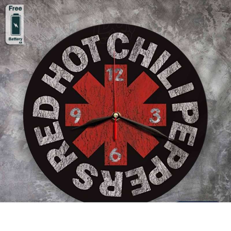 Promo JAM DINDING KAYU MDF RED HOT CHILI PEPPERS RHCP DEKORASI