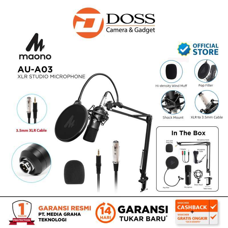 Jual Maono Aua03 Condenser Microphone Kit Podcast Mic With Boom Arm Di