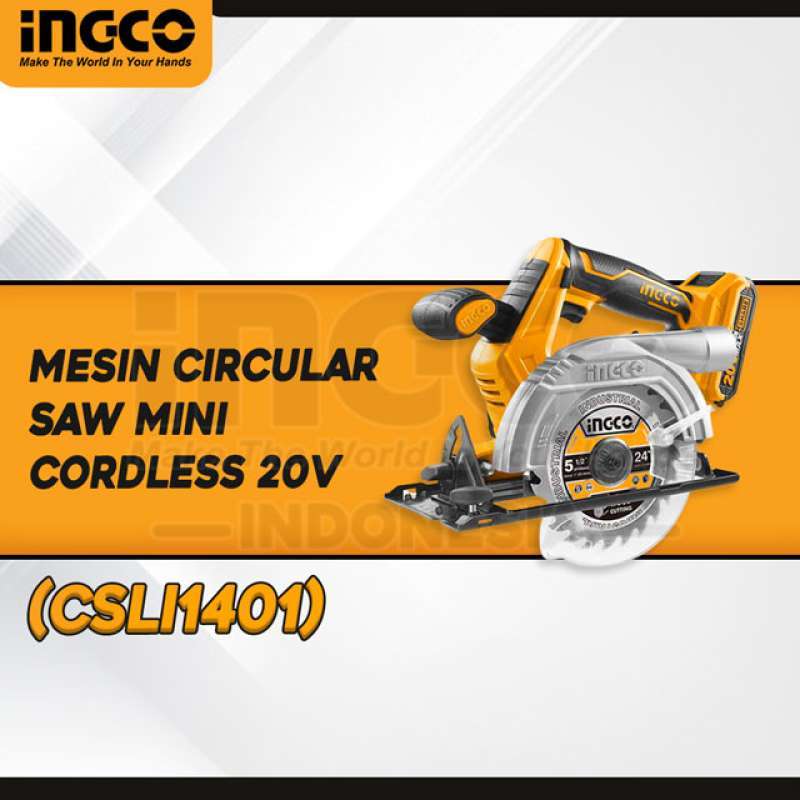 Jual MESIN CIRCULAR SAW MINI CORDLESS 20V INGCO CSLI1401 di Seller