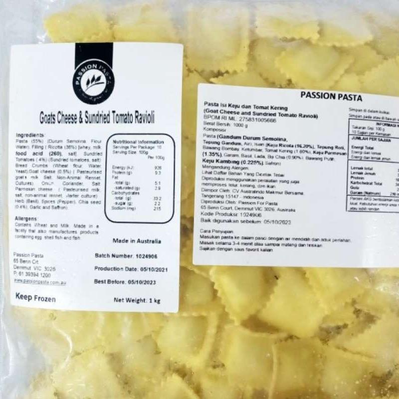 Jual Frozen Pasta Goat Cheese And Sundried Tomato Ravioli 1 Kg Di