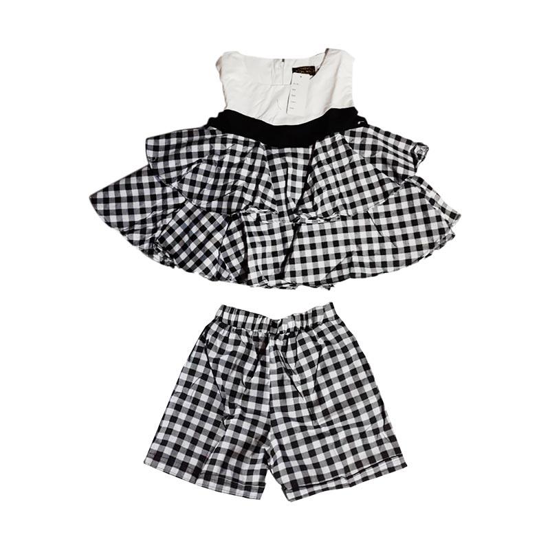 Promo VERINA BABY Kotak Kotak Setelan Pakaian Anak Perempuan - Hitam