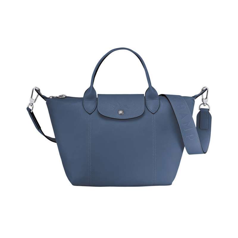 Jual Longchamp Le Pliage Cuir Top Handle Small Pilot Blue di Seller