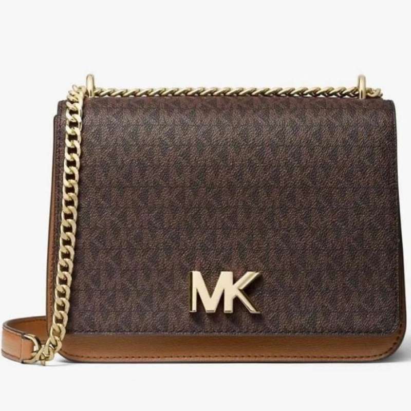 Jual MICHAEL KORS Mott Large Chain Shoulder Bag in Signature Brown di Seller Claudela Pluit
