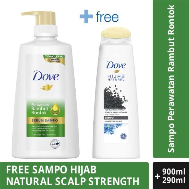 Jual Dove Perawatan Rambut Rontok Shampoo 900mL Free Dove Hijab Natural