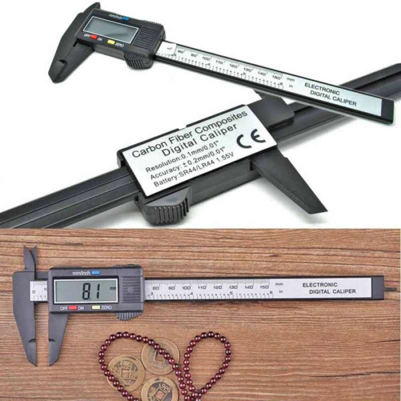 Jual Fiber Carbon Digital Vernier Calipers Pengukur Ketebalan Layar LCD
