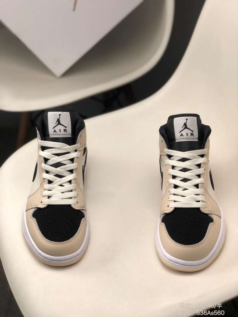 Jual 3646 NIKE AIR JORDAN 1 Mid barely orange milk tea full leather