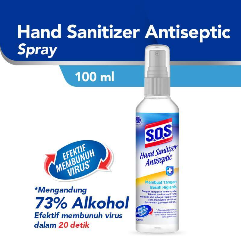 Promo SOS Antiseptic Hand Sanitizer Spray 100 mL Diskon 26 di Seller