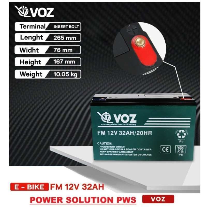Jual Voz 12v 32ah Ebike Aki Baterai Battery Kering Kendaraan Sepeda