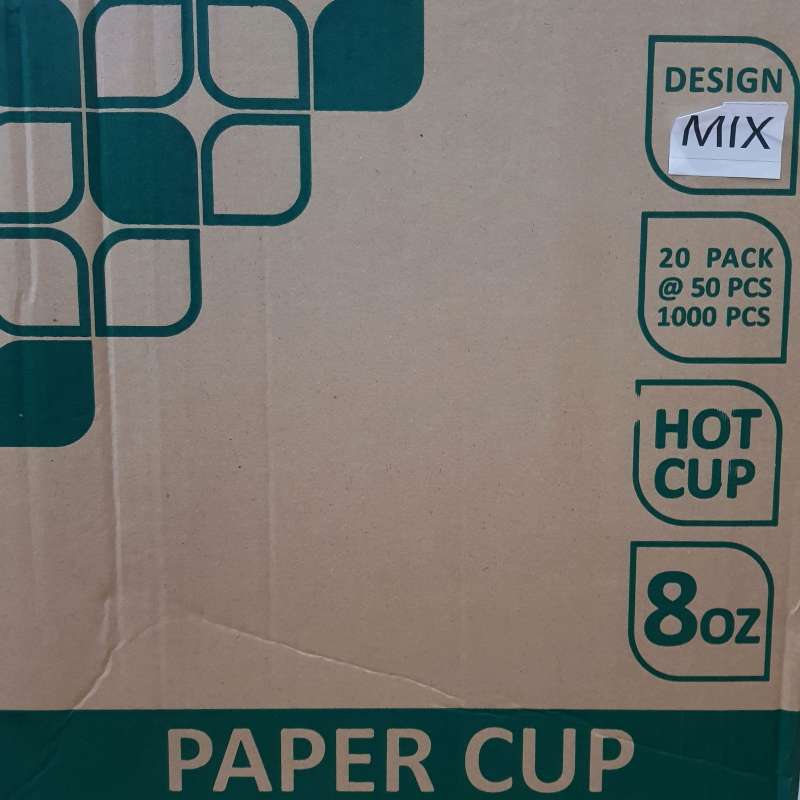 Jual 1 Dus Paper cup/gelas kertas | 6oz, 8oz, 9oz | motif kopi | 1Dus ...