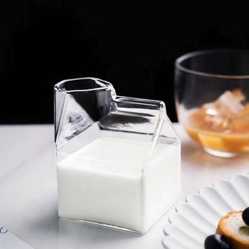 Jual Gelas Kaca Susu Design Milk Box Gelas Unik Gelas Milk Susu Kaca ...