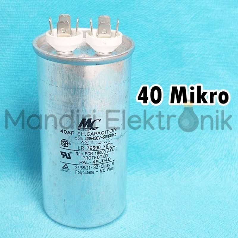 Jual Kapasitor AC 40 Mikro Capasitor AC 40 uf Merk MC Kapasitor AC