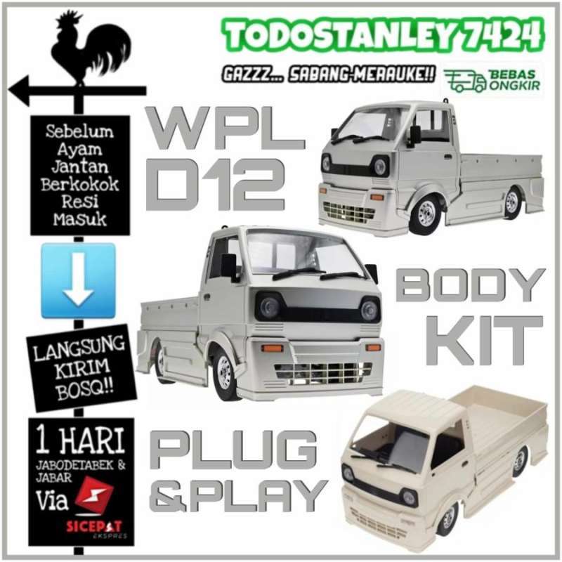 Jual Wpl D12 Suzuki Carry Pickup Body Kit V2 Abuabu Di Seller