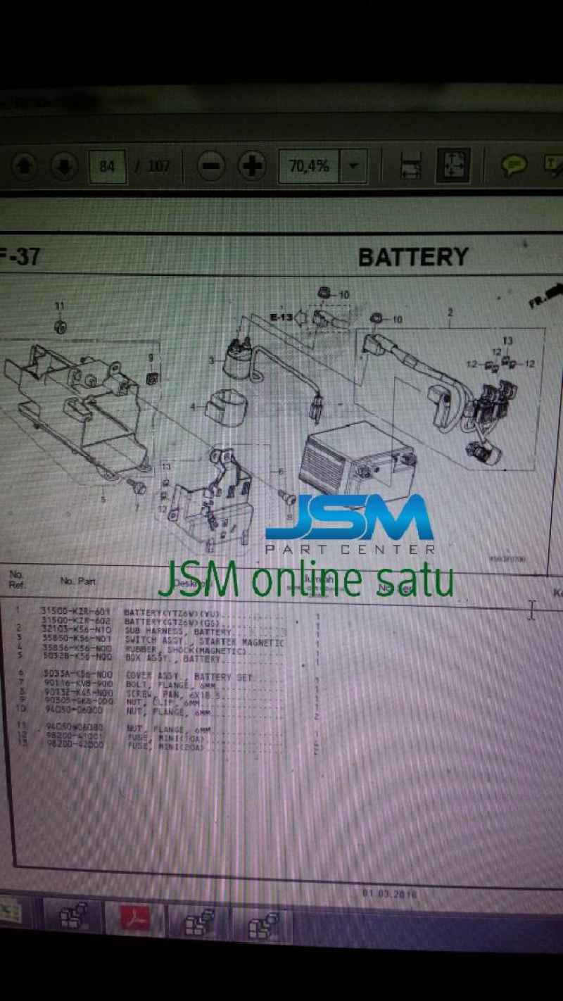 Jual 32103-K56-N10 KABEL BODY SUPRA GTR150 BAGIAN ACCU KABEL AKI GTR150