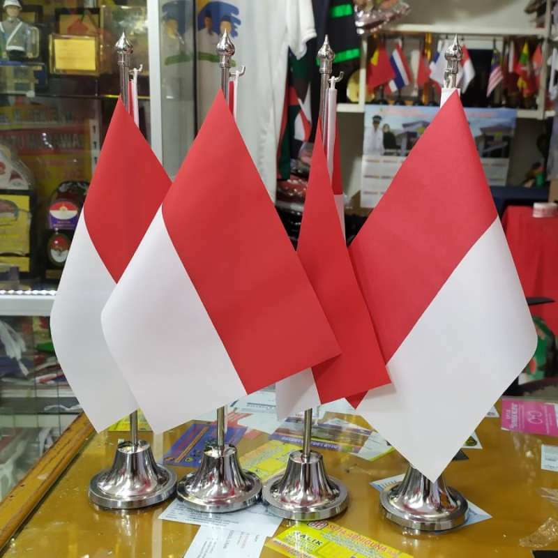 Promo Bendera Meja Merah Putih Plus Tiang Stenlis di Seller Aurellia