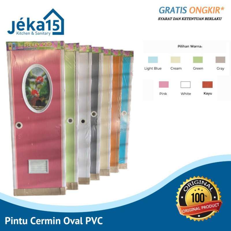 Jual PINTU OVAL PVC CERMIN / PINTU KAMAR MANDI KACA CERMIN /PINTU PVC