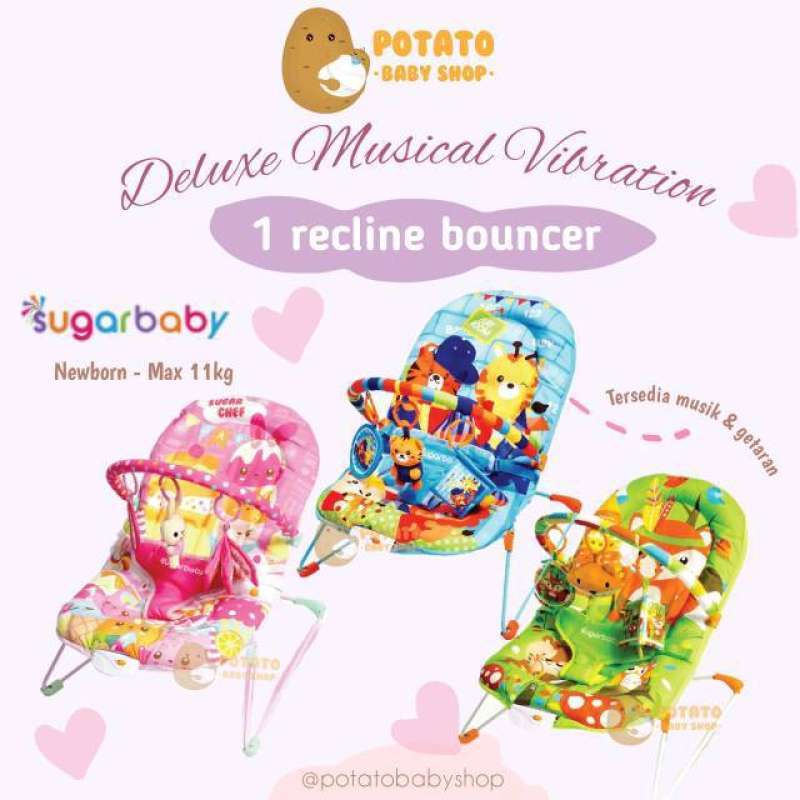 Jual Bouncer Bayi Sugar Baby Deluxe Musical Vibration Bouncer 1 Recline