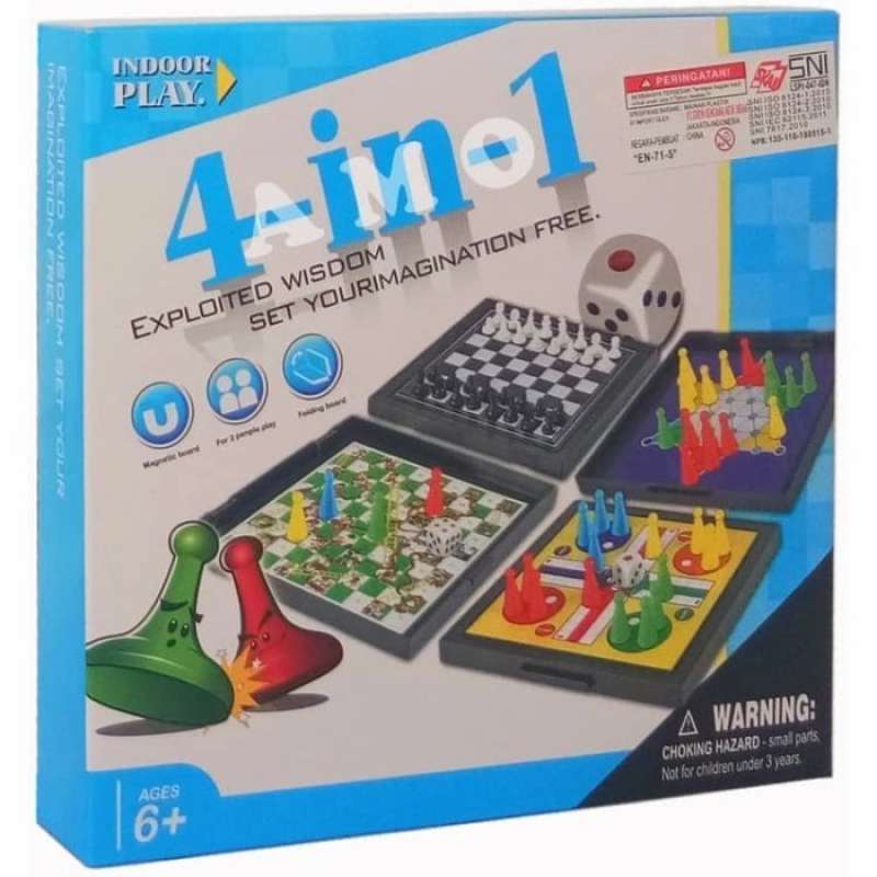 Promo MAINAN CATUR ULAR TANGGA HALMA LUDO 4IN1 FAMILY GAMES BOARD GAME