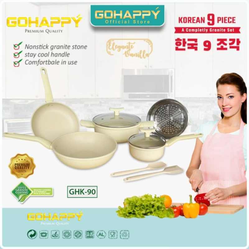 Jual Panci Set Granite Gohappy Cookware Korean High Pot Super 9 Pcs