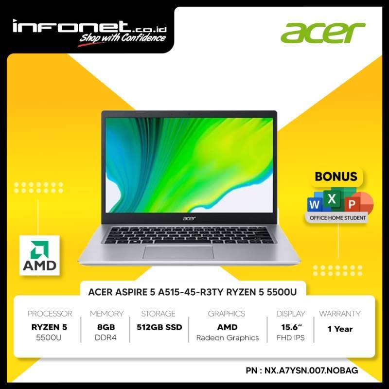 Jual Acer Aspire 5 A515-45-r3ty R5 5500u 8gb 512gb 15.6 W11 Di Seller ...